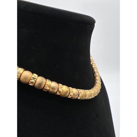 Gold Matte Beaded Necklace By Anne Klein Elegant Designer Accessory - Picture 2 of 6